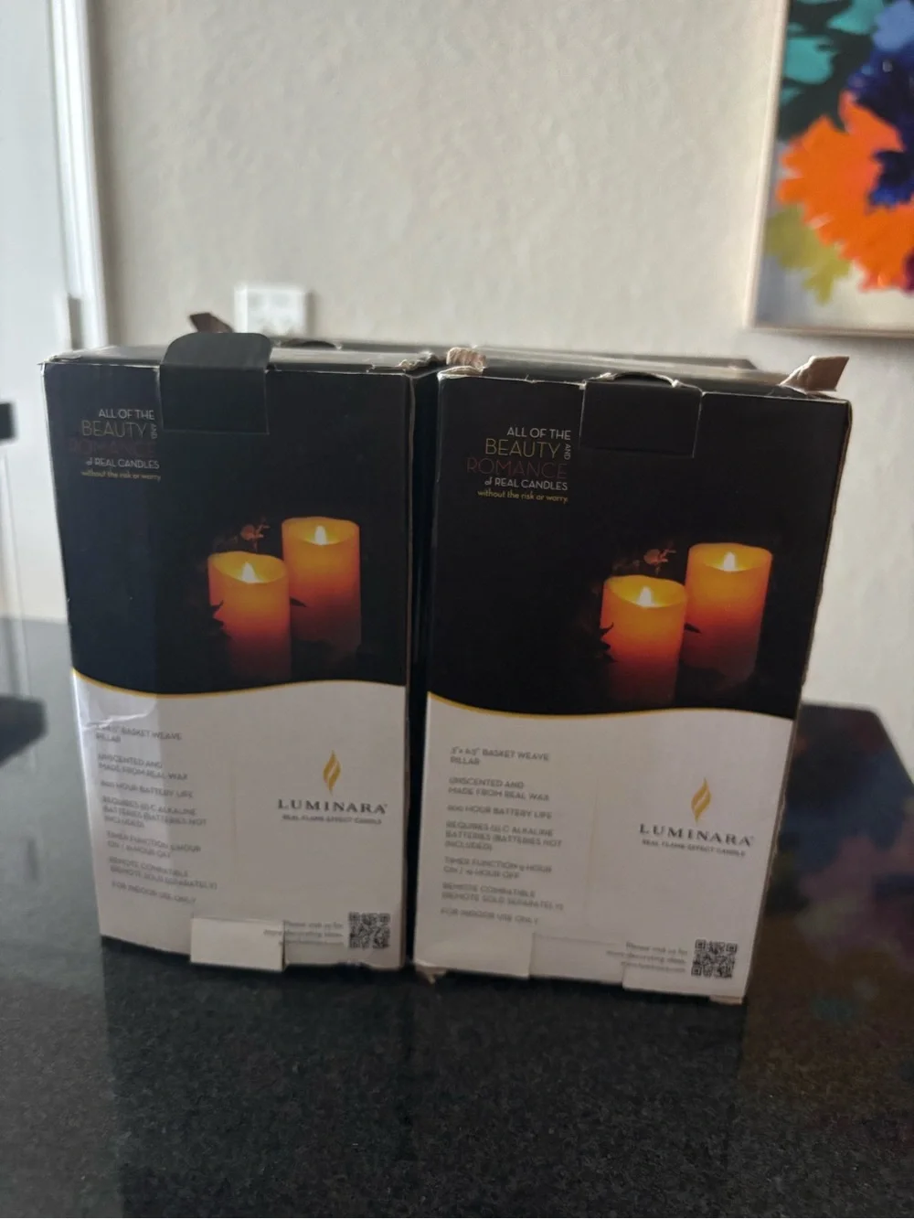 Luminara Basket-Weave LED Pillar Candle Set